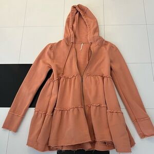 Free People trapeze tiered soft street-chic sweatshirt cozy coat hoodie size XS